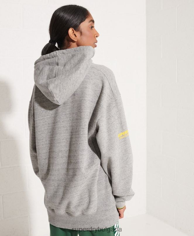 Superdry облекло N00H5976 светло сив Жени извънгабаритна суичър с качулка
