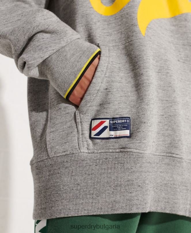 Superdry облекло N00H5976 светло сив Жени извънгабаритна суичър с качулка