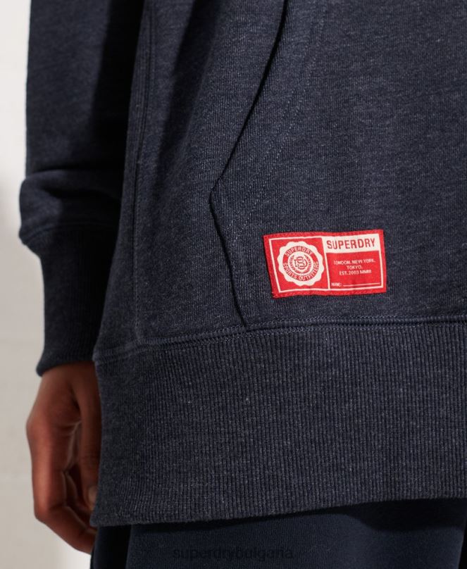 Superdry облекло N00H5977 син Жени колеж графичен суичър с качулка