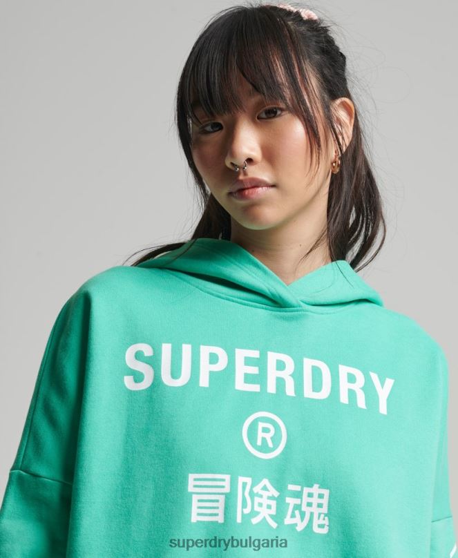 Superdry облекло N00H5978 зелено Жени спортна кутия с качулка