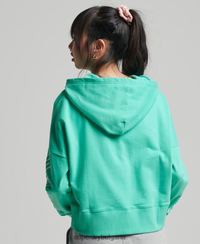 Superdry облекло N00H5978 зелено Жени спортна кутия с качулка