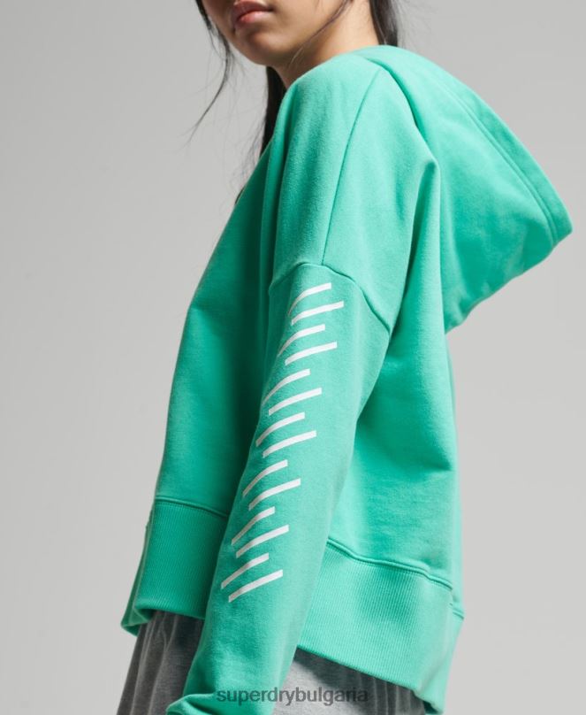 Superdry облекло N00H5978 зелено Жени спортна кутия с качулка