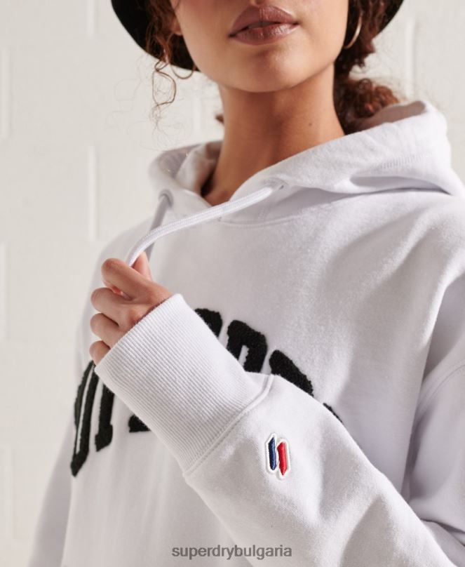 Superdry облекло N00H5979 бяло Жени моно качулка с университетска арка
