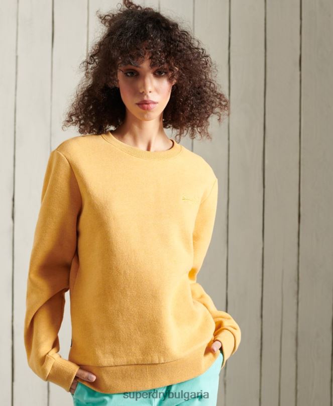 Superdry облекло N00H5983 жълто Жени класически суичър с оранжев етикет