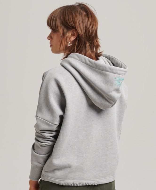 Superdry облекло N00H5986 сиво Жени суичър с кръпка за носталгия