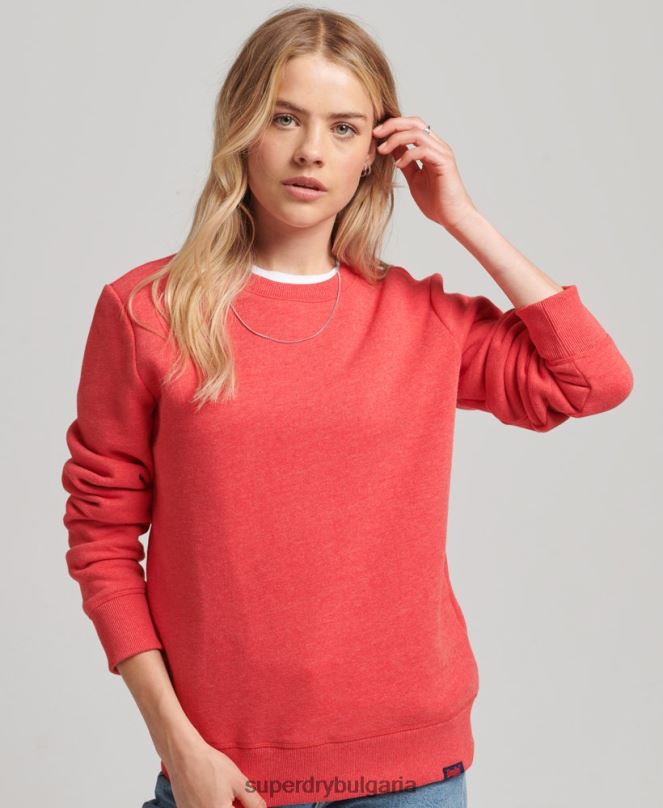 Superdry облекло N00H5987 червен Жени органичен памук есенциален лого екипаж суичър