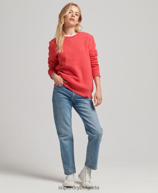 Superdry облекло N00H5987 червен Жени органичен памук есенциален лого екипаж суичър