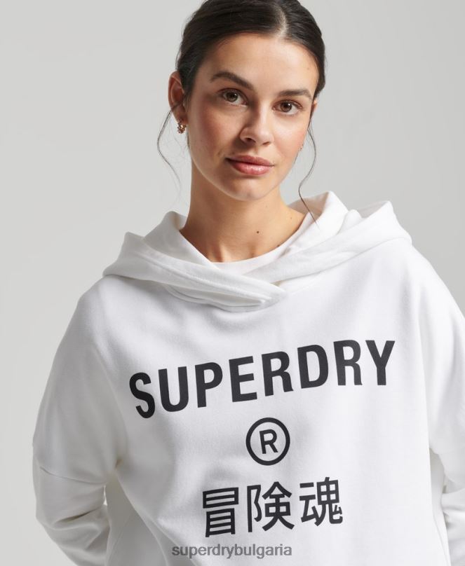 Superdry облекло N00H5989 бяло Жени спортна кутия с качулка