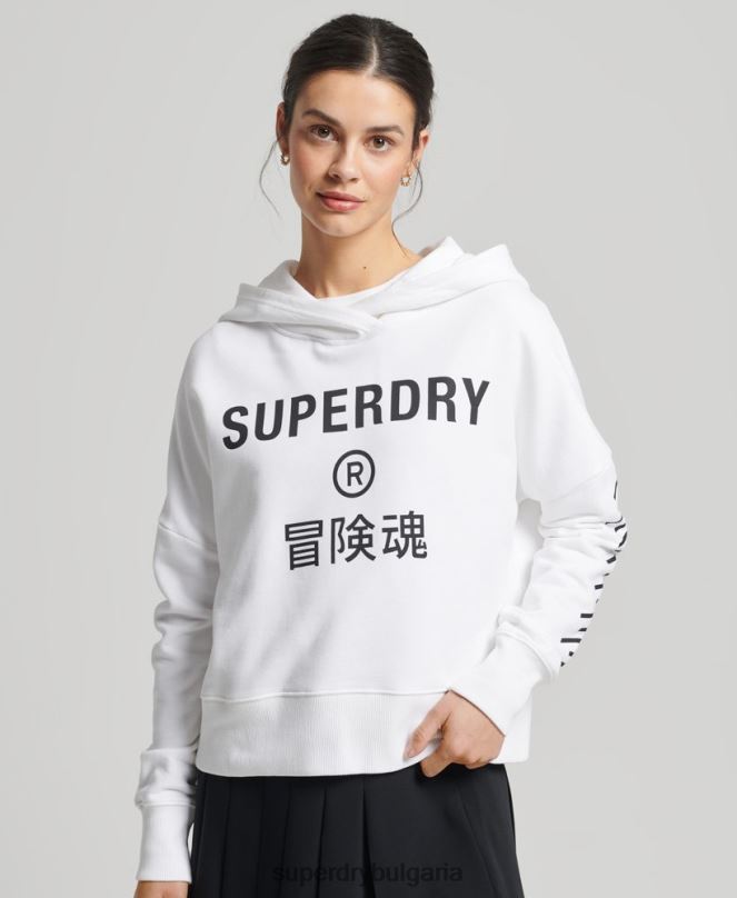 Superdry облекло N00H5989 бяло Жени спортна кутия с качулка