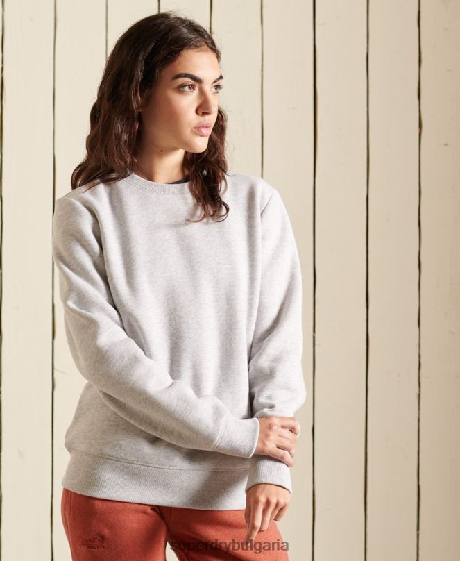 Superdry облекло N00H5990 светло сив Жени винтидж суичър с лого crew