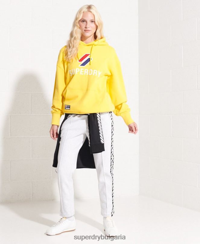 Superdry облекло N00H5992 жълто Жени голям суичър с апликации