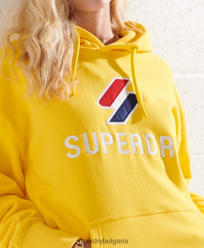 Superdry облекло N00H5992 жълто Жени голям суичър с апликации