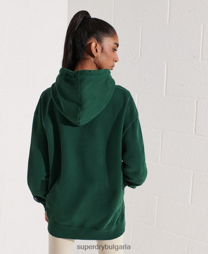 Superdry облекло N00H5993 зелено Жени огромна качулка за градски колеж