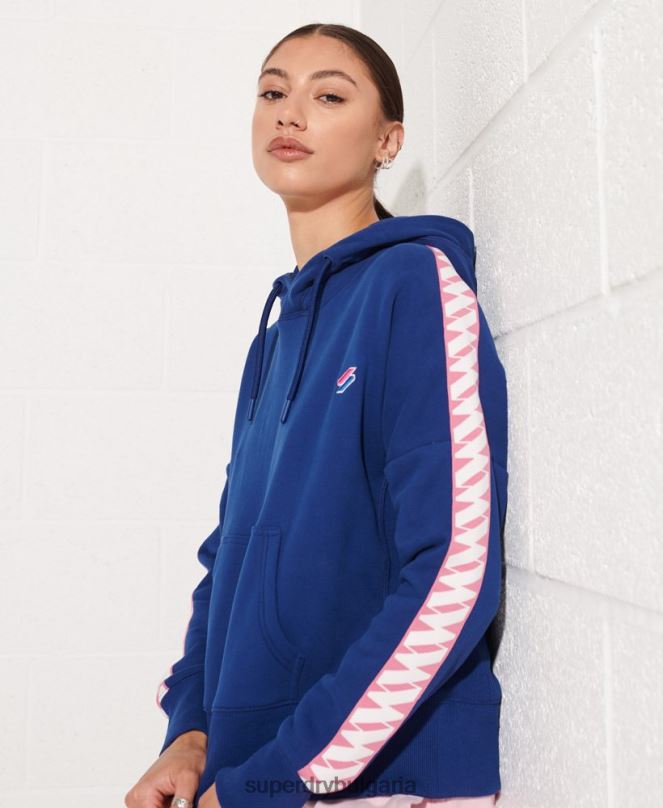 Superdry облекло N00H6000 военноморски флот Жени кодово лого с лента с качулка