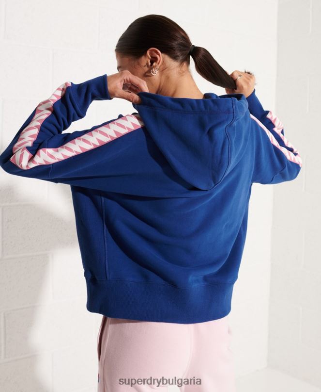 Superdry облекло N00H6000 военноморски флот Жени кодово лого с лента с качулка
