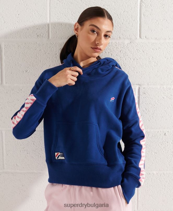 Superdry облекло N00H6000 военноморски флот Жени кодово лого с лента с качулка
