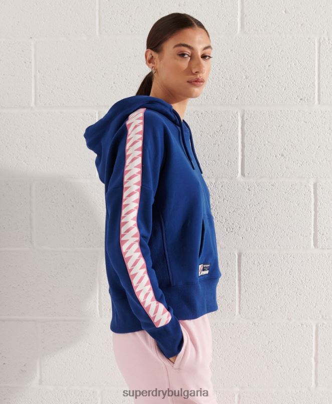 Superdry облекло N00H6000 военноморски флот Жени кодово лого с лента с качулка