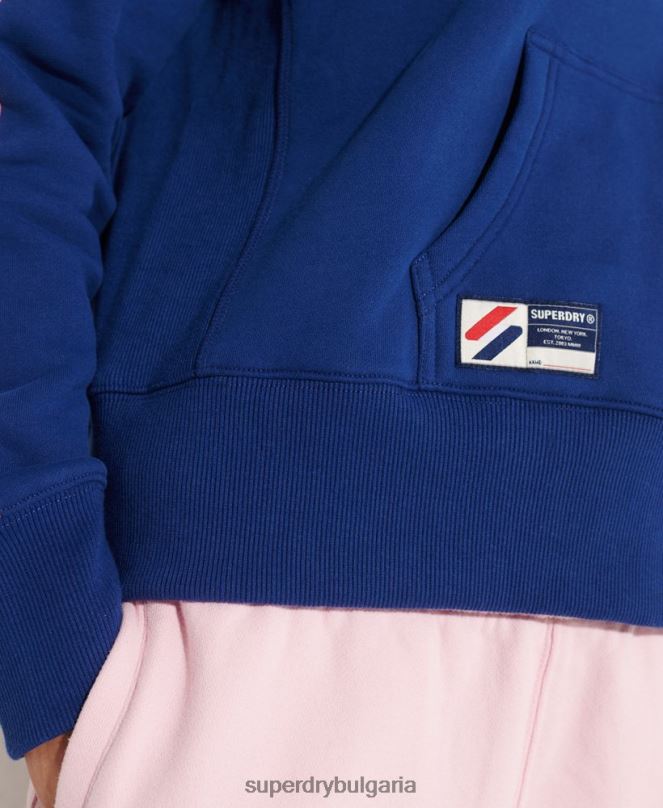 Superdry облекло N00H6000 военноморски флот Жени кодово лого с лента с качулка