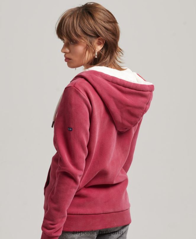 Superdry облекло N00H6005 червен Жени суичър с цип гордост и крафт