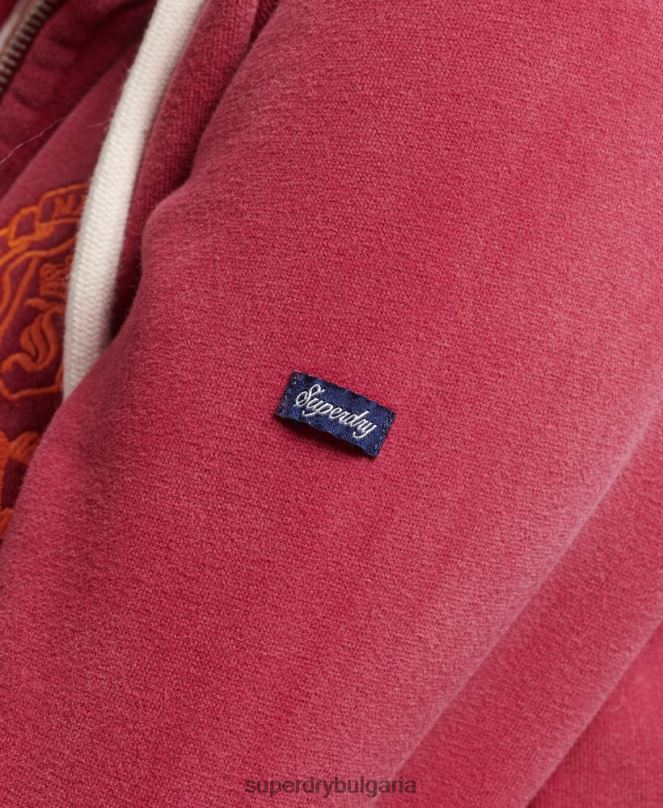 Superdry облекло N00H6005 червен Жени суичър с цип гордост и крафт