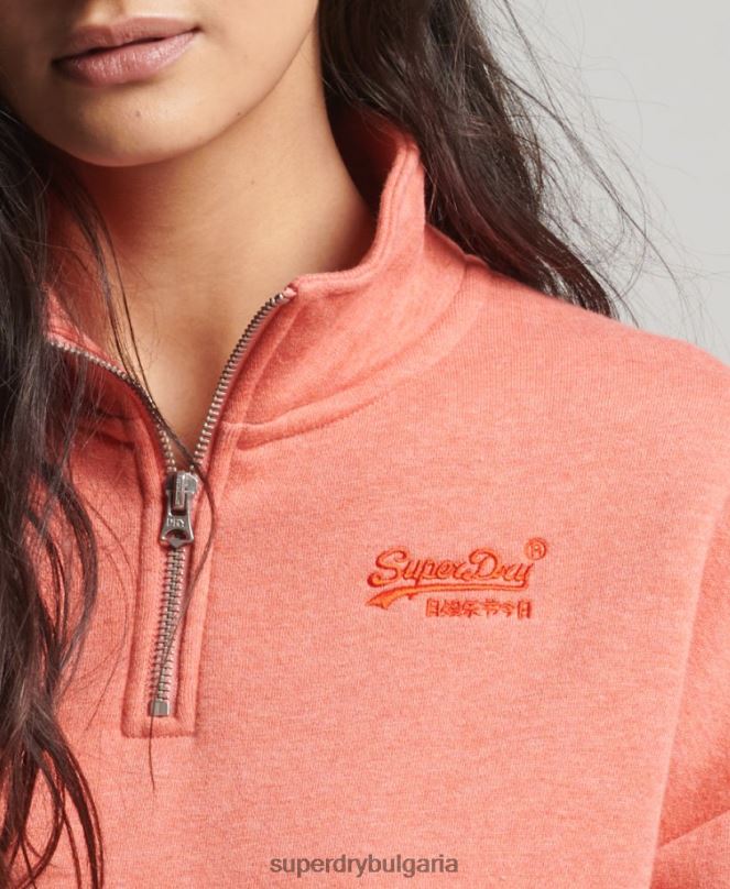 Superdry облекло N00H6008 корал Жени органичен памук ретро лого henley суичър