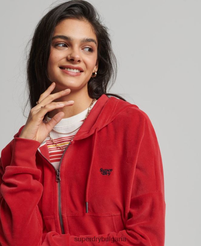 Superdry облекло N00H6010 червен Жени ретро суичър с цип