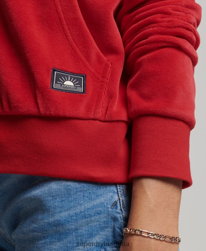 Superdry облекло N00H6010 червен Жени ретро суичър с цип