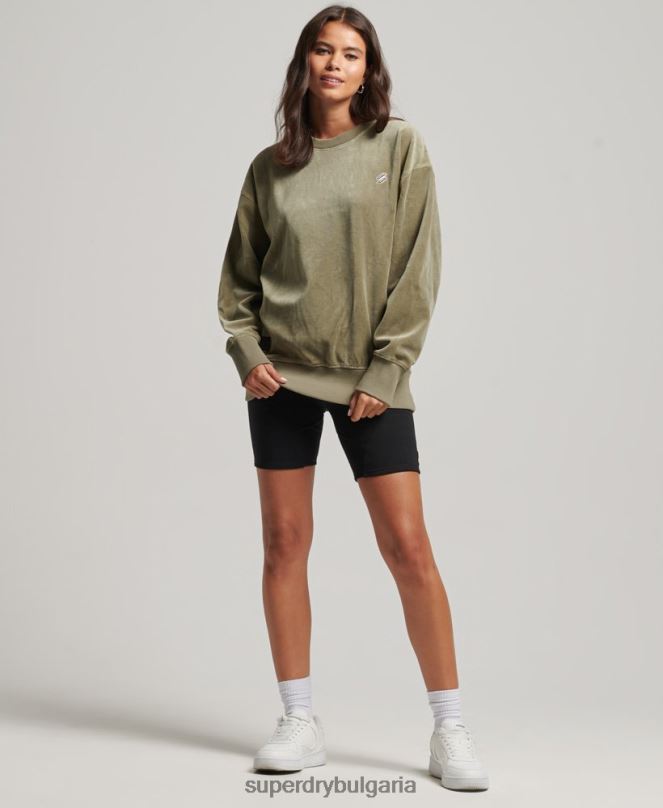 Superdry облекло N00H6013 каки Жени код s лого велур голям екипаж