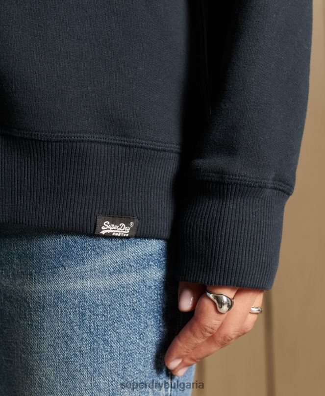 Superdry облекло N00H6017 военноморски флот Жени ретро суичър с лого от органичен памук