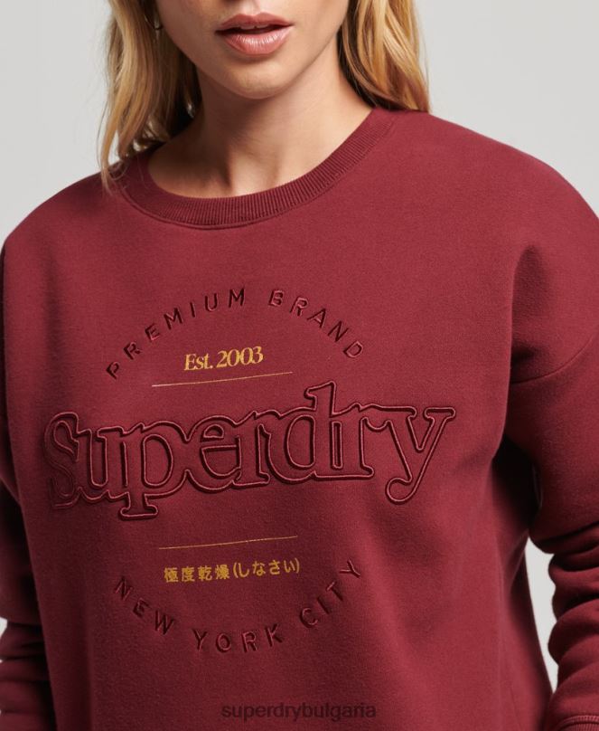 Superdry облекло N00H6021 червен Жени установен суичър на екипажа