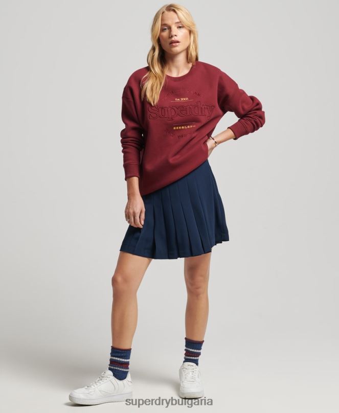 Superdry облекло N00H6021 червен Жени установен суичър на екипажа