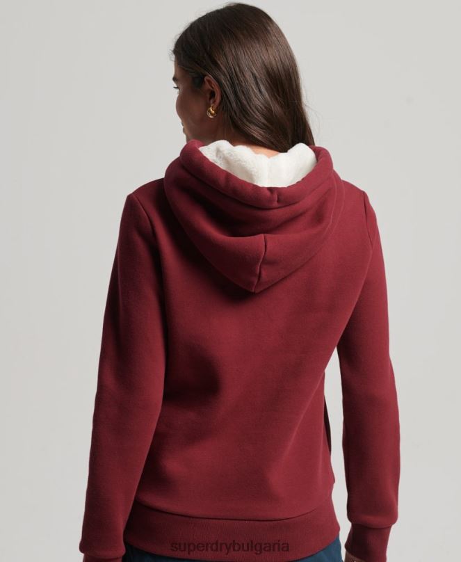 Superdry облекло N00H6025 червен Жени луксозна качулка с бродирано лого
