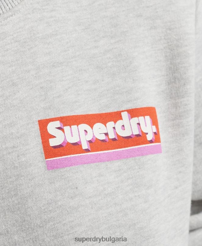 Superdry облекло N00H6028 светло сив Жени суитшърт с лого в кутия