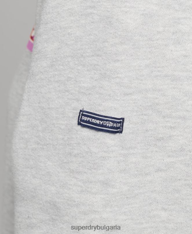 Superdry облекло N00H6028 светло сив Жени суитшърт с лого в кутия