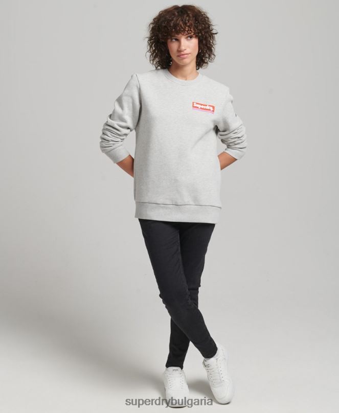Superdry облекло N00H6028 светло сив Жени суитшърт с лого в кутия