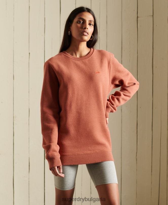 Superdry облекло N00H6033 кафяво Жени Големи суитшърт с ретро лого от органичен памук