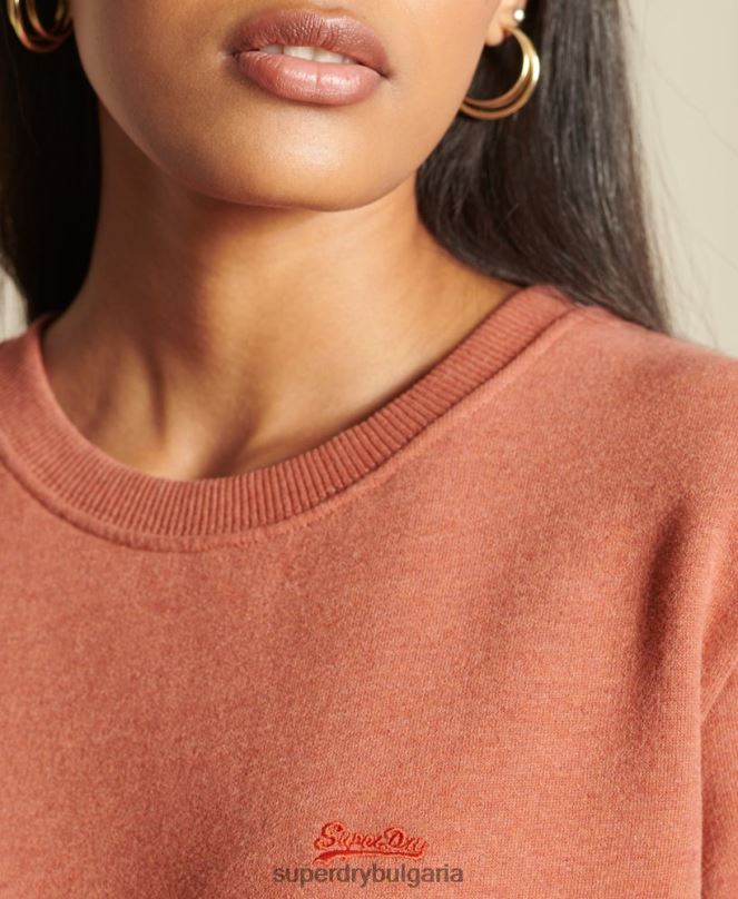 Superdry облекло N00H6033 кафяво Жени Големи суитшърт с ретро лого от органичен памук