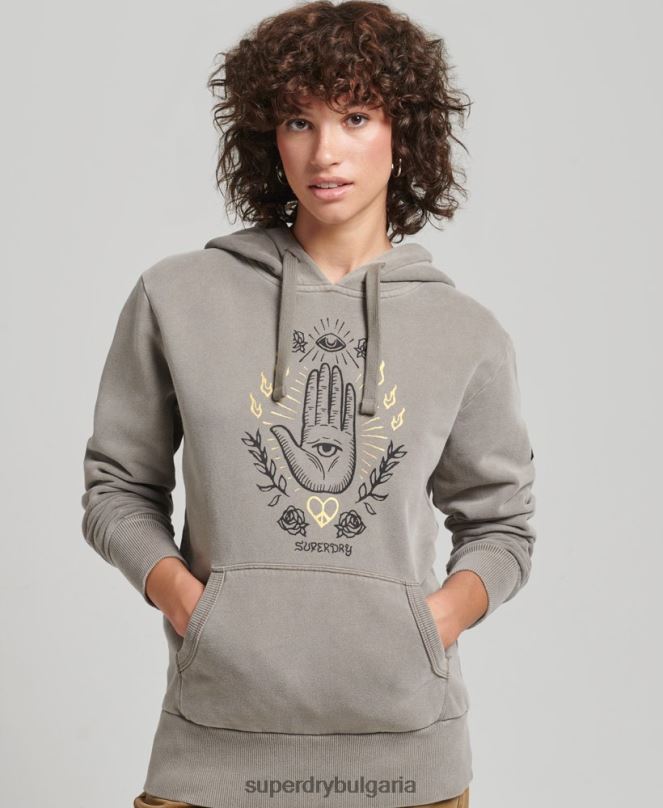 Superdry облекло N00H6036 каки Жени ретро суичър за мир и любов