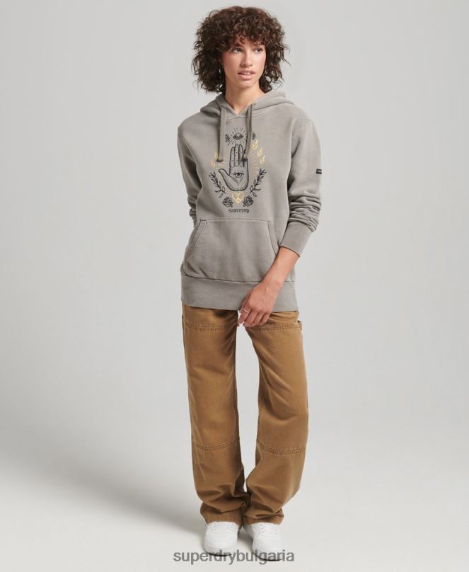 Superdry облекло N00H6036 каки Жени ретро суичър за мир и любов