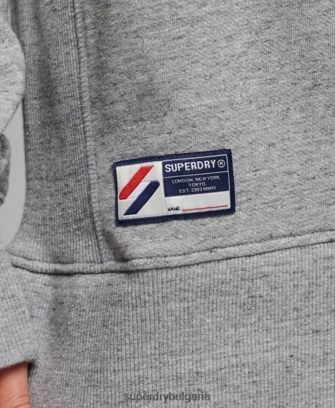 Superdry облекло N00H6041 светло сив Жени суичър с голям колеж с половин цип