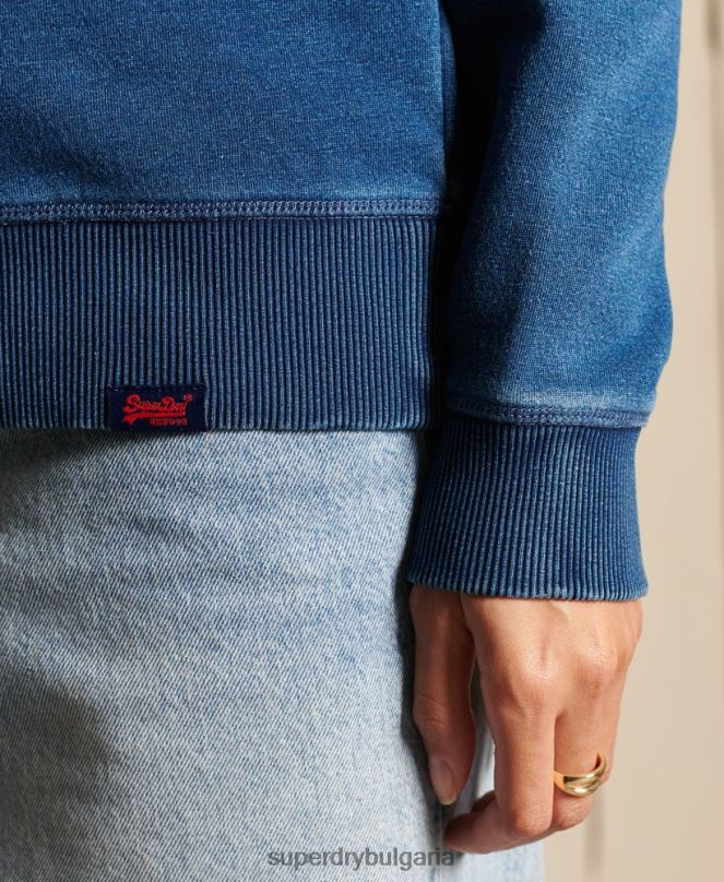 Superdry облекло N00H6042 тюркоаз Жени винтидж суичър с лого crew