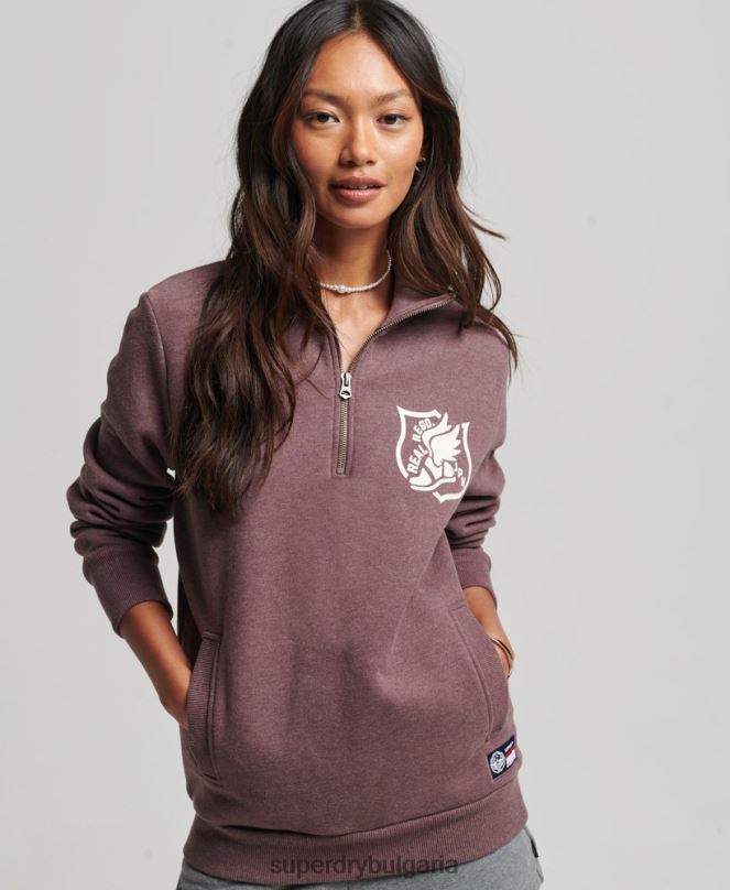 Superdry облекло N00H6043 червен Жени голямо горнище за лека атлетика с половин цип