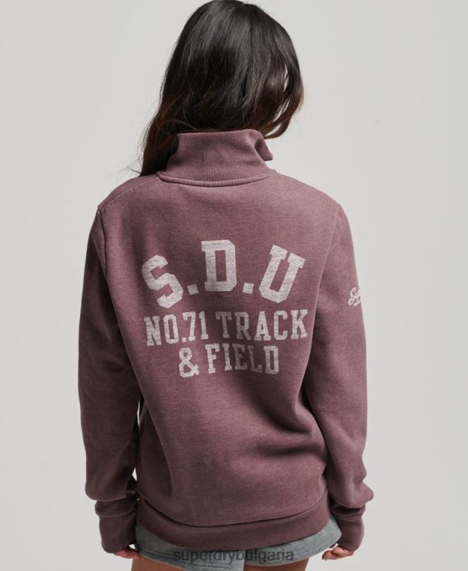 Superdry облекло N00H6043 червен Жени голямо горнище за лека атлетика с половин цип