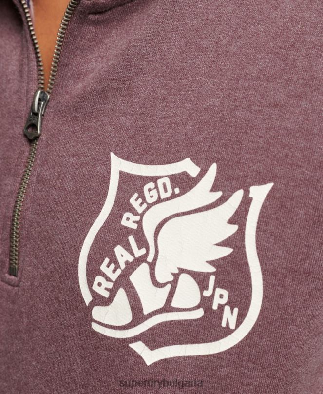 Superdry облекло N00H6043 червен Жени голямо горнище за лека атлетика с половин цип