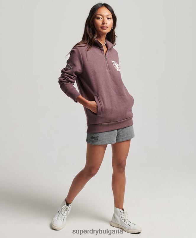 Superdry облекло N00H6043 червен Жени голямо горнище за лека атлетика с половин цип