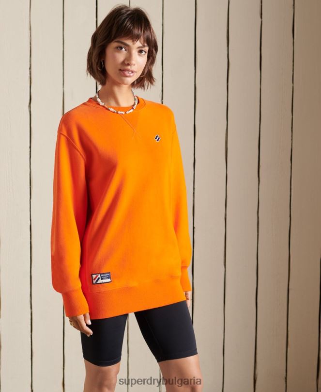 Superdry облекло N00H6044 оранжево Жени суитшърт с голям размер от органичен памук