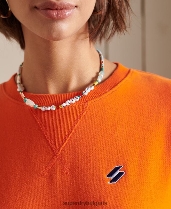 Superdry облекло N00H6044 оранжево Жени суитшърт с голям размер от органичен памук