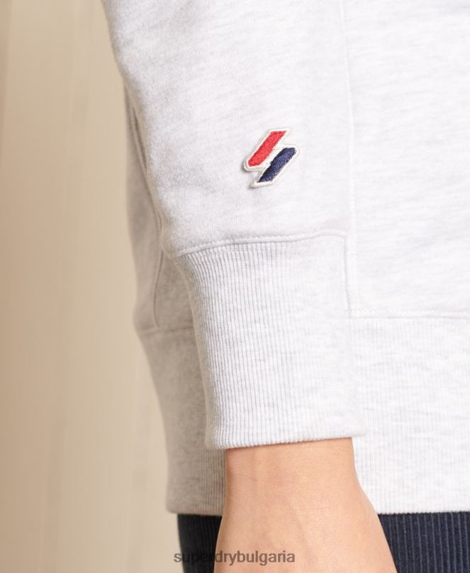 Superdry облекло N00H6045 светло сив Жени голям суитшърт с апликации с код