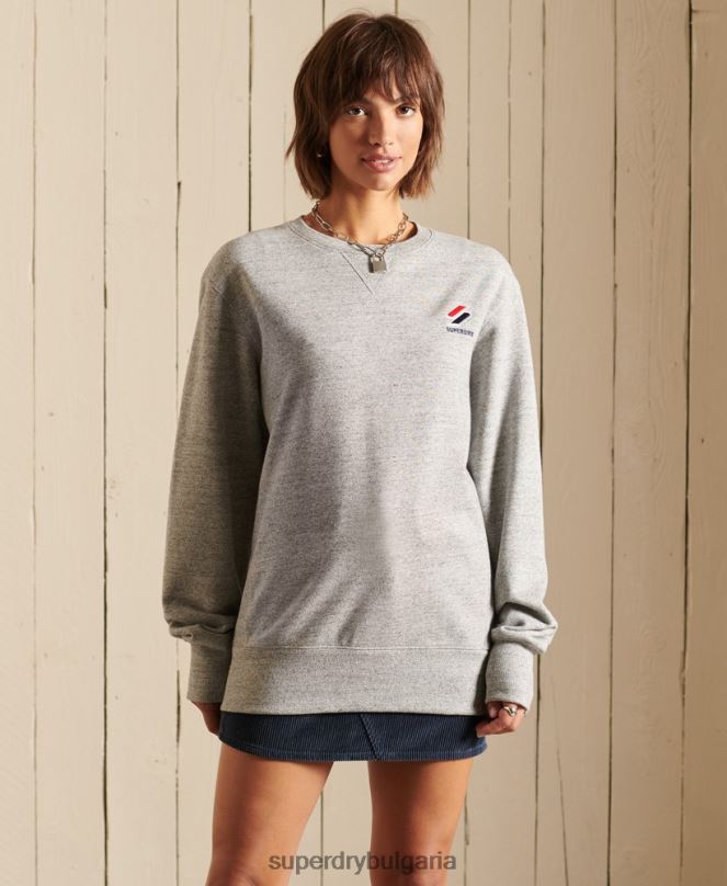 Superdry облекло N00H6046 светло сив Жени есенциален голям суичър за екипажа