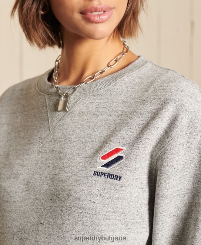 Superdry облекло N00H6046 светло сив Жени есенциален голям суичър за екипажа